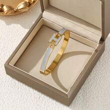 1 件 18K 镀金 H 型手链，优雅串珠首饰手链，适合圣诞节、母亲节送给女性的礼物（无盒） - H字母 - 查看 11