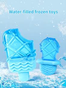 1 pieza Juguete para mascar para perros, paleta helada relleable y congelable para mantener fresco a tu perro en verano, juguete de helado para mascotas, con formas de paleta, rosquilla y barra de queso, color azul