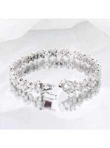 莫桑石蝴蝶手链 D 色 VVS1 925 纯银镀白金钻石测试通过珠宝礼物适合男女