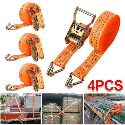 4PCS Heavy Duty Ratchet Tie Down Straps 40mm 6M Lashing Cargo Luggage 3000KG Max