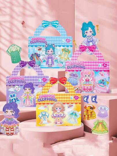 1 قطعة لعبة الدمية للأميرة المغناطيسية القابلة للتنكر على الثلاجة، مضحكة وجميلة، تفاعلية، تنمي التنسيق بين اليد والعين والمهارات الفكرية، تعليمية للمرحلة الابتدائية،4 خيارات لون، هدية مثالية لعيد الميلاد والشم والهالوين للأولاد والبنات