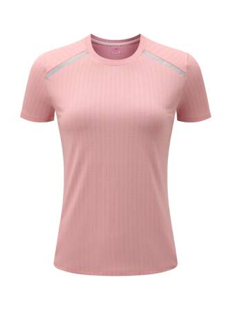 女士吸湿排汗速干运动 T 恤 - 透气圆领短袖上衣，训练和休闲装 - 活力四季舒适，透气健身衫，健身房舒适穿着，运动柔软 T 恤，吸湿排汗面料