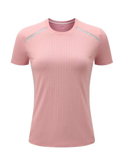 女士吸湿排汗速干运动 T 恤 - 透气圆领短袖上衣，训练和休闲装 - 活力四季舒适，透气健身衫，健身房舒适穿着，运动柔软 T 恤，吸湿排汗面料