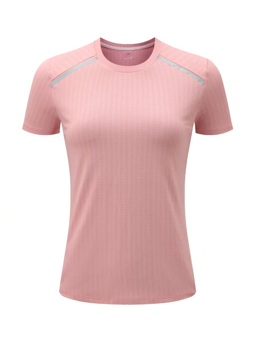 女士吸湿排汗速干运动 T 恤 - 透气圆领短袖上衣，训练和休闲装 - 活力四季舒适，透气健身衫，健身房舒适穿着，运动柔软 T 恤，吸湿排汗面料