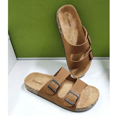 Novas sandálias de cortiça macia, chinelos casuais unissex sem cadarço, sapatos de praia para casais, sapatos casuais grandes para casa e atividades ao ar livre