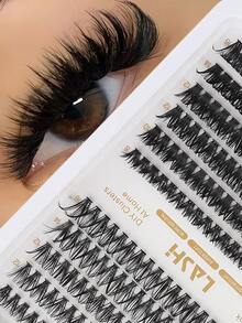 240 簇 30D+60D 豪华混合睫毛书 - 0.07 毫米厚度，D 形卷曲，8 毫米+10 毫米+12 毫米+14 毫米+16 毫米长度，天然俄罗斯睫毛，可重复使用和超薄肩带，打造惊艳外观，适合在各种场合佩戴，女友礼物