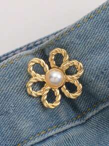 1/2pairs Six-Petal Buckle, Detachable, Invisible Waist Band, Flower Waist Tightener Buckle Pants Pins Collar Buttons Brooch Pins For Women Fashion