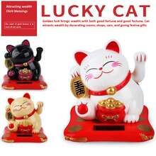 1个迷你2.5英寸/3英寸太阳能招财猫摆件，风水装饰，适用于家居、办公室、汽车、面包店、圣诞节、生日、周年纪念日、婚礼等场合。 - 2.5吋搖手招財貓 - 查看 5