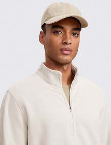 Cotton Fleece Lined Half Zip Mock Neck Men's Sweatshirts - Casual Workout Daily Wear - White Apricot - View 5
