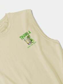 YUNCHIC - Men's Casual Sleeveless Tank Top, Summer Lightweight Sportswear, Creative Agave Print, Crew Neck Stretchy Base Layer, Breathable Moisture-Wicking, Fitness Training Outer/Inner Wear, - Khaki - View 5