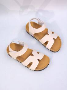 صنادل أطفال من سن 6-15 سنة، صنادل كاجوال خفيفة الوزن غير قابلة للانزلاق مفتوحة الأصابع بنعل ناعم وألوان سادة، مناسبة للاستخدام اليومي والشاطئ والصيف