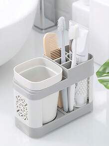 1pc Tooth Brush Holder Toothbrush Cup Holder With Drainage & Storage Function For Toothpaste, Electric Toothbrush, Rinse Cup, Perfect For Students Home Bathroom Decor Summer Bathroom Decor Home Decor Bathroom Accessories