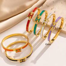 1 件 18K 镀金 H 型手链，优雅串珠首饰手链，适合圣诞节、母亲节送给女性的礼物（无盒） - H字母 - 查看 8