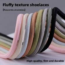 Long Elastic Shoelaces + Precision Woven Round Shoelaces Solid Color Basic Sports Shoes Laces, Suitable For Outdoor All Seasons With No Long Elastic Closure - White - View 4