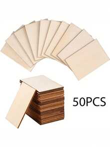 20/50pcs Wood Chips Rectangular Blank Pointed Corner Wood Chips For DIY Art Craft Projects - Apricot - View 1