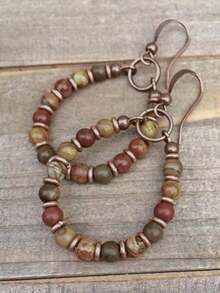 2pcs Boho Handmade Beaded Shell & Wood Bead Hoop Earrings For Women, Perfect Gift For Birthdays, Holiday Gifts, And Parties. Suitable For Daily Wear And Holiday Celebrations, Suitable For All Seasons, And Is An Ideal Choice For Holiday Accessories. - 彩色 - 查看 4