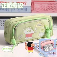CRAYON SHINCHAN Estojo oficial Crayon Shin-Chan de 1 peça, design multicamadas de grande capacidade, feito de tecido de qualidade, impressão nítida, armazenamento compartimentado, material escolar essencial, estojo para lápis, mochila escolar