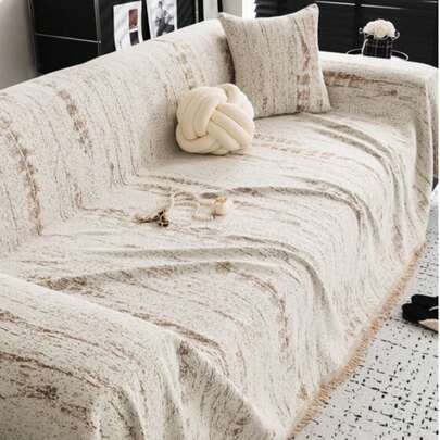 1pc Chenille Sofa Blanket/Slipcover - Retro Nordic Design, Machine Washable, Pet-Friendly, All Season | Extra Large Luxury Sofa Throw, Ideal Housewarming Gift
