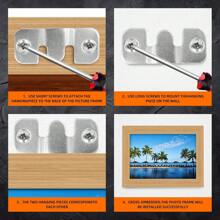 10 sets de supports de fixation d'images emboîtables, pinces en acier inoxydable pliées en Z avec 40 vis - Supports muraux ultra-résistants pour grands cadres, connecteurs de meubles, supports de canapé et de tête de lit, solution de fixation d'images | Design emboîtable | Pinces en métal durables, quincaillerie de fixation d'images