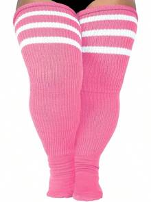 Plus Size Thigh High Socks- Long Womens Knitted Over Knee High Leg Warmer - Kẹo cao su màu hồng - Xem 8