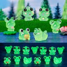 Luminous Frog, 6/8/12 Pcs Frog Light Garden, Mini Resin Frog, Mini Frog Garden Decor, Suitable For Decoration Of Mini Gardens, Doll Houses And Potted Plants