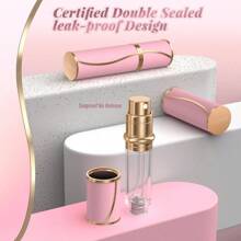 Atomizador de perfume de viaje de 10ml con base de, recargable, mini botellas de colonias y fragancias portátiles, dispensador con atomizador de bolsillo para regalo de viaje en avión, color rosa de 0.34oz
