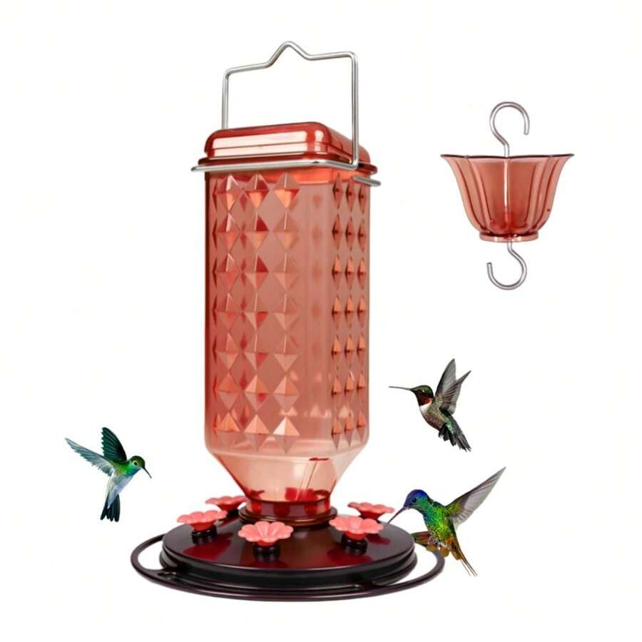 Hummingbird Feeder For Outdoor Hanging, 24 Ounces, 6 Feeding Ports, Bird Nectar Feeder For Garden Decor, Ant Moat Included - Đỏ - Xem 1
