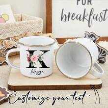 1 Peça Caneca de Esmalte Personalizada com Nome Personalizado, Caneca de Letra Personalizada, Caneca de Café, Caneca para Uso Externo, Adequada como Presente para Damas de Honra, Amiga, Mãe, Amante