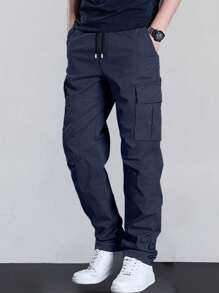 1pc Men's Loose Fit Multi-Pocket Cargo Pants, Casual Sports Trousers For Beach, Summer Vacation, Daily Commute, Workout, Outdoor Activities, Fitness, Jogging, Lightweight, Versatile, Straight Leg, Summer Streetwear, Fall