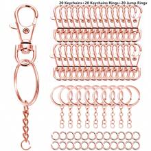 30/60pcs Christmas Keychain Swivel Clasp Hook Stainless Steel Split Key Rings And Jump Rings Bulk Keychain Lanyards, DIY Metal Keychain Making Kit, DIY Keychain Bag Pendant Craft Supplies
