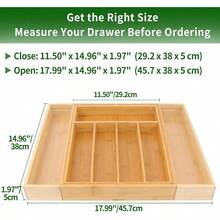 New Bamboo Cutlery Organiser Expandable Cutlery Tray For Drawer And Utensil Holder MultiFunction Drawer Storage 57 Compartments - Natural - View 3