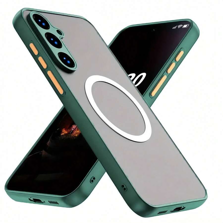 1pc Fashion Hard Case Phone Cover With Matte Shockproof Magnetic Ring Compatible With IPhone 12 Pro Max/Compatible With IPhone 13 Pro Max/Galaxy A26/Honor X7b/Compatible With OnePlus 11,International Version, Not The Domestic Version - Dark Green - View 1