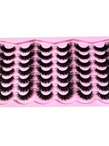 LYBCG New 21Pairs 3D Mink Lashes Soft Comfortable False Eyelashes Cat Eye Fluffy Faux Mink Lashes Wispy Lashes Dramatic Long Thick Volume Mink False Eyelashes Makeup For Daily Date Party Cosplay - 濃密款 - 查看 5