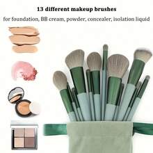 {Cosmetic Bag}Valentine's Day Gift 13pcs Mini Travel Makeup Brush Set - Minimalist Design With Portable Storage Bag, High-Quality Cosmetic Brushes For Versatile Makeup Application, Ideal Travel Essentials For Beauty Enthusiasts Beauty Tool Gift For Girlfriend - Màu vàng - Xem 6