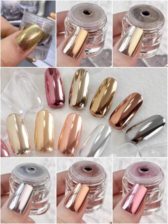 Polvo de brillo en forma de espejo mágico enlatado | Pigmento cromado inodoro - Efecto reflectante brillante para uñas y pedicuras DIY