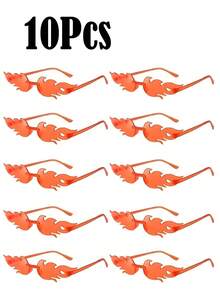 1-10 件-火焰眼镜，无框派对装饰眼镜，火焰眼镜无框彩色派对装饰眼镜，无框火焰形状装饰眼镜波浪火眼镜女士男士派对用品拍照道具，春夏季度假眼镜，海滩沙滩装饰，酷炫