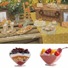 3 Oz Mini Dessert Cups With Spoons, Heart-Shaped Bowls, Perfect For Tasting Birthday Party Desserts, Parfait Cups, Wine Glasses, Reusable Fruit Ice Cream Pudding Appetizer Cups And Bowls.