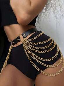 2pcs/1pc Women Full Body Leather Harness Belt,Waistband Clothing Decoration For Underwear Body Accessories,Suitable For Couple Valentine's Day Daily Wear - Black - View 14