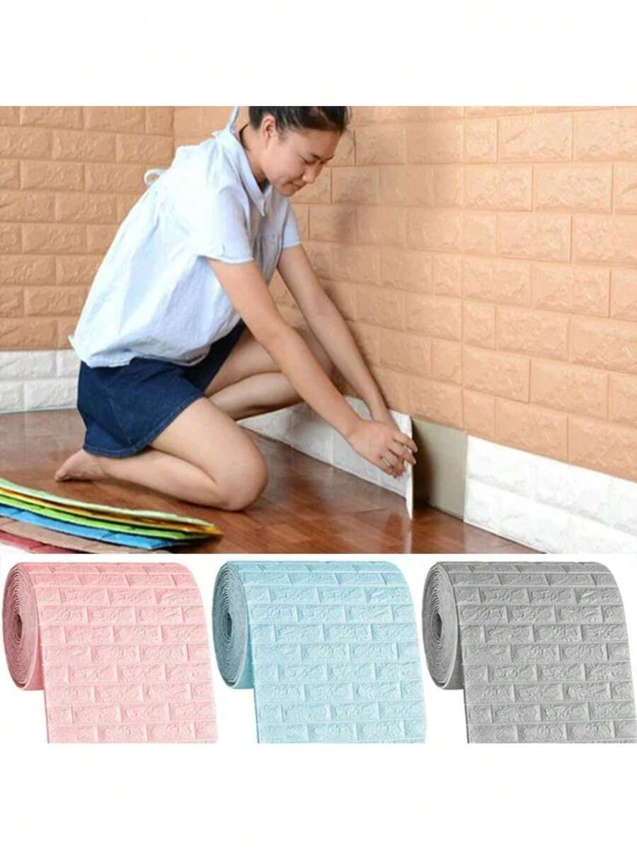 3D墙贴自粘板客厅背景砖块防水墙纸壁画卧室DIY装饰 - 彩色 - 查看 1