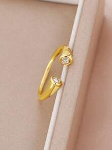 1 件时尚个性化简约精致锆石开口戒指，小众设计