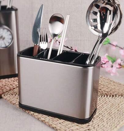 Porta Talheres de Bancada em Aço Inox – Estilo e Funcionalidade em um Só Produto!