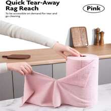 Fantasticlean Microfiber Cleaning Cloth Roll -60 Pack, Tear Away Microfiber Towels, 12" X 12", Reusable, Washable, Scratch Free, Ultra Absorbent Dish Rags For Car, Home, Garage Or Shop (Pink &Amp; Grey) - Pink and Grey - View 2