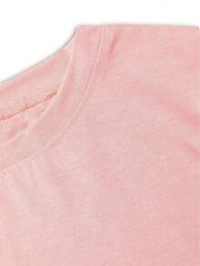 Camiseta para mujer 100% algodón de cuello redondo y manga corta con diseño de pestañas Dream Lashes con efecto de brillantina Excelente calidad de tela - Rosa - Ver 5