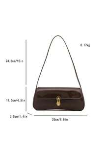 Women's Retro Faux Leather Flap Decor Underarm Shoulder Bag, Suitable For Dates, Outings, Parties And Other Occasions - Coffee - View 6