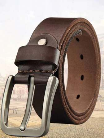 1pc Genuine Leather Retro Single-Layer Handmade Casual Cowhide Belt For Men, Cowhide Leather Summer, School Casual, Business, Boyfriend Husband Father Dad Men Gift, Daily Wear, Fashion, Teen, Outdoor, Vacation, Athletic, Travel, Street, Boho, Vintage Autumn-Winter Accessories,Suitable For Teens, Youth,Men,Casual, Outdoor, Athletic, Vacation, Graduation Gifts, Birthday, Daily Wear