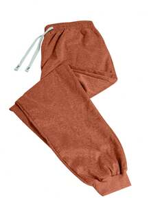 New Men's Regular Drawstring And Pocket Fitted Sports Pants, Suitable For Outdoor Sports In Spring And Autumn - Burnt Orange - View 2