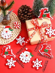 10/20pcs Santa Claus Decoration Felt Pieces, Christmas Snow Felt Pieces, Christmas Elk Felt Pieces, Christmas Throwing Felt Pieces, Christmas Table Decoration DIY Christmas Fabric Supplies - Multicolor - View 2