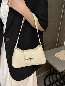 Y2K 风格黑色星形金属配件单肩包 - 晚装和休闲钱包，女士小手提包