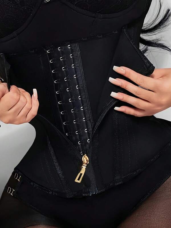 1 peça modelador de cintura feminino com botão e zíper e modelador de cintura de látex