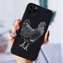Funda de teléfono móvil con diseño de estampado de pollo para Apple  17 15 16 14 13 12 11 XS XR X 7 8 Mini Plus Pro Max SE 2020 2022 para regalos - Negro - Ver 6